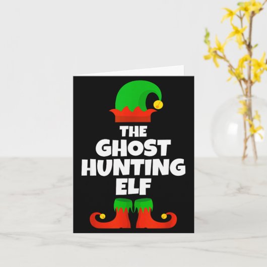 I'm The Ghost Hunting Elf Family Pajama Christmas Kaart (Gele Bloem)