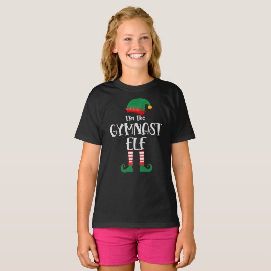 Im The Gymnast Elf Matching Kerstmis T-shirt (Voorkant volledig)