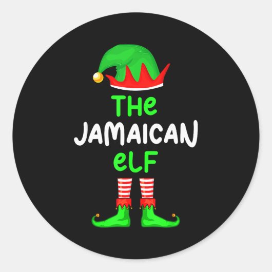 I'm The Jamaican Elf Jamaica Christmas Funny Pajam Ronde Sticker (Voorkant)