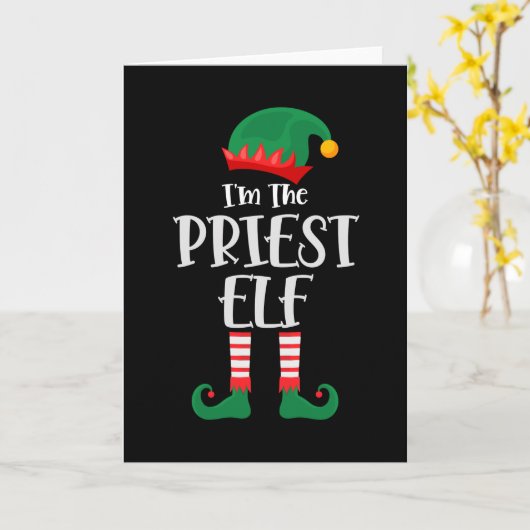 Im The Priest Elf Matching Christmas Kaart (Gele Bloem)
