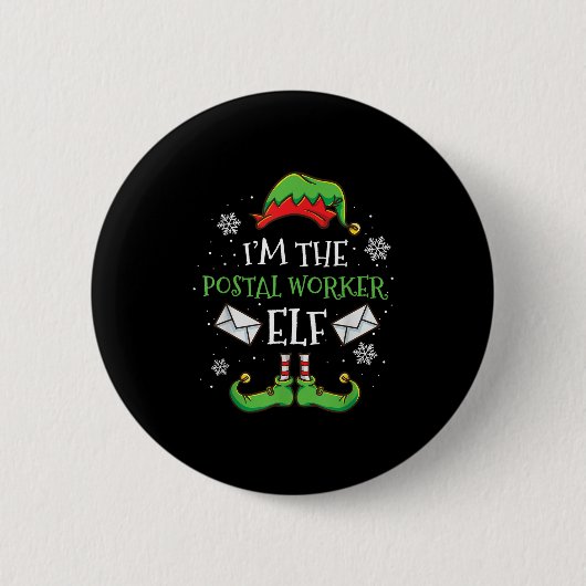 Im The Stal Worker Elf Christmas Ronde Button 5,7 Cm (Voorkant)