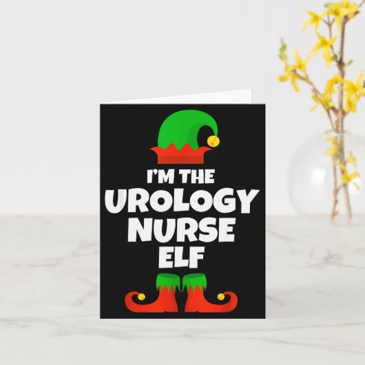 I'm The Urology Nurse Elf Family Pajama Christmas Kaart (Gele Bloem)