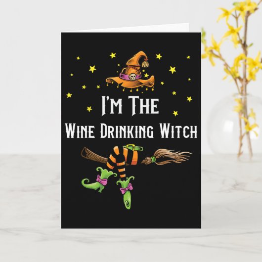 Im The Wine Drinking Witch Halloween Matching Grou Kaart (Gele Bloem)
