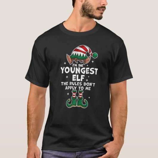 I'm The Youngest Elf Xmas Family Matching  Christm T-shirt (Voorkant)