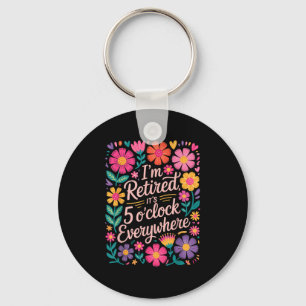 IM trok zijn 5-klok overal Boho Floral RET Sleutelhanger