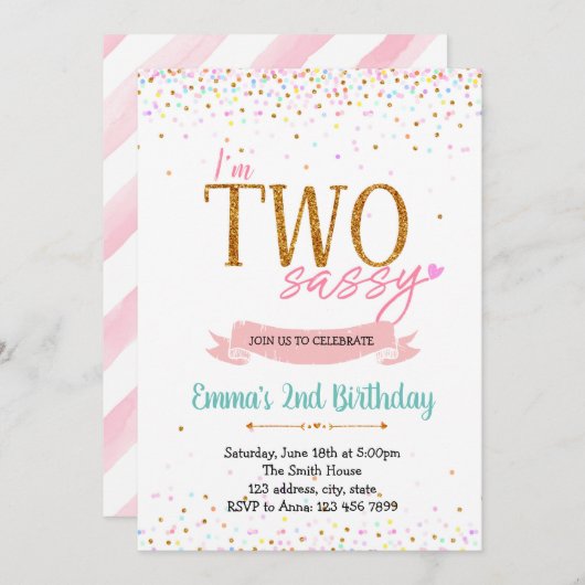 Im TWEE zassy 2e verjaardag themauitnodiging Kaart (Voorkant / Achterkant)