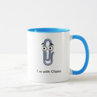 "I'm with Clippy" Coffee Mok - Cyan Outline