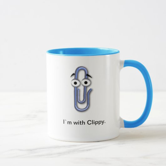 "I'm with Clippy" Coffee Mok - Cyan Outline (Rechts)