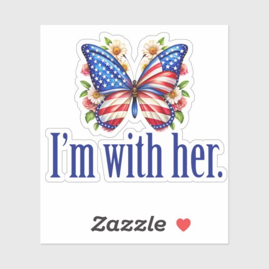 I'm With Her Kamala for President Butterfly Laptop Sticker (Vel)