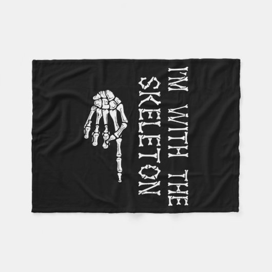 I'm With Skeleton Funny Couples Matching Halloween Fleece Deken (Voorkant (Horizontaal))