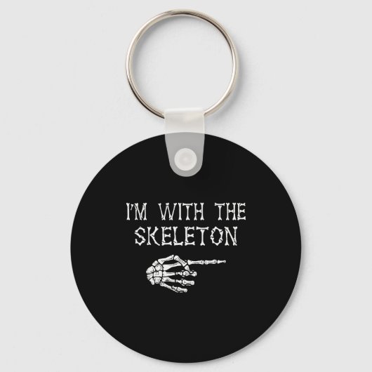 I'm With Skeleton Funny Couples Matching Halloween Sleutelhanger (Voorkant)