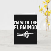 I'm With The Flamingo Matching Couples Halloween F Kaart (Gele Bloem)