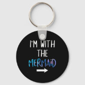 I'm With The Mermaid Funny Lazy Mermaid Halloween Sleutelhanger (Voorkant)