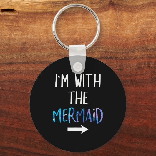 I'm With The Mermaid Funny Lazy Mermaid Halloween Sleutelhanger (Voorkant)