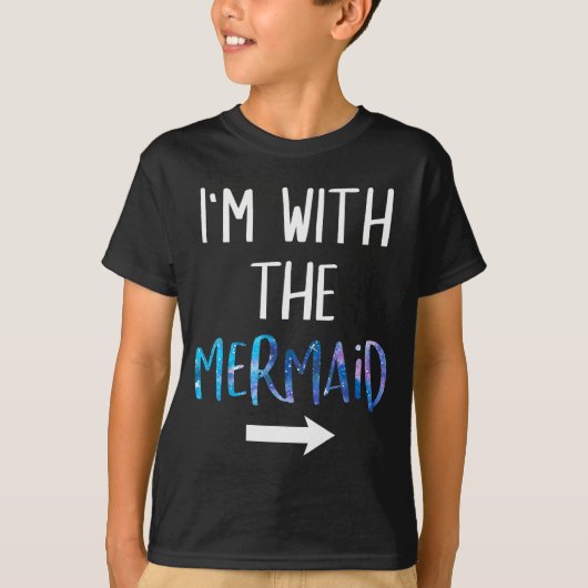 I'm With The Mermaid Funny Lazy Mermaid Halloween T-shirt (Voorkant)