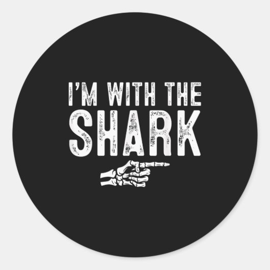 I'm With The Shark Easy Costume Halloween Couples Ronde Sticker (Voorkant)