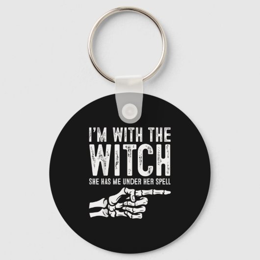 I'm With The Witch Funny Halloween Couple Costume Sleutelhanger (Voorkant)