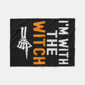 I'm With The Witch Funny Skeleton Halloween Matchi Fleece Deken (Voorkant (Horizontaal))