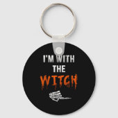 I'm With Witch Skeleton Hand Funny Halloween Husba Sleutelhanger (Voorkant)