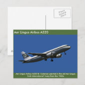 Image Aer Lingus Airbus A320 pour carte postale (Devant / Derrière)