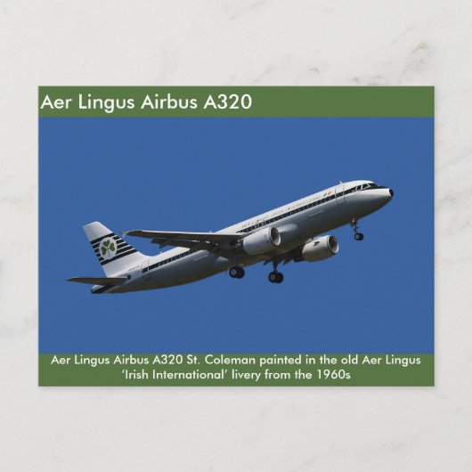 Image Aer Lingus Airbus A320 pour carte postale (Devant)