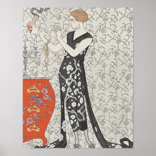 Image Art déco d'une jeune femme qui brûle une let (Devant)