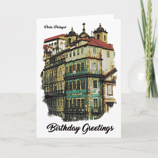 Image colorée carte d'anniversaire de Porto, (Devant)