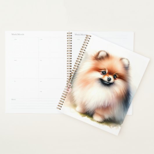 Image d'aquarelle mignonne Pomeranian (Devant avec enveloppe)