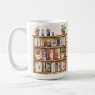 image de bibliothèque vintage sur mug avec texte p