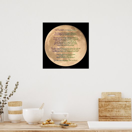 Image de lune avec 2 WOLVES CHEROKEE TALE Poster d (Cuisine)