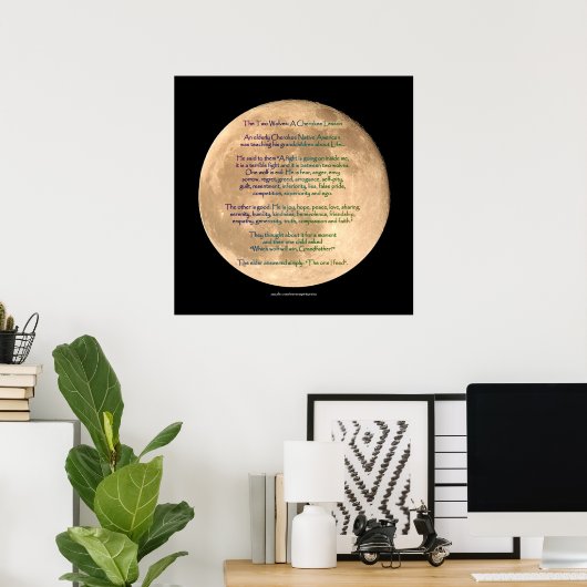 Image de lune avec 2 WOLVES CHEROKEE TALE Poster d (Bureau à domicile)