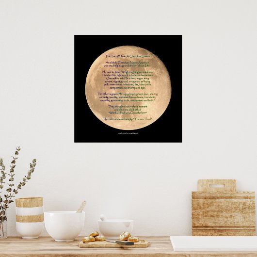 Image de lune avec 2 WOLVES CHEROKEE TALE Poster d (Cuisine)