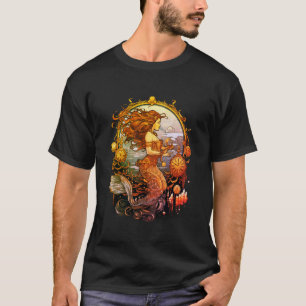 Image de sirène Steampunk sur un T-Shirt noir en a