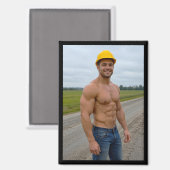 Image d'ouvrier du bâtiment musclé n°1 Magnet (Recto/Verso)