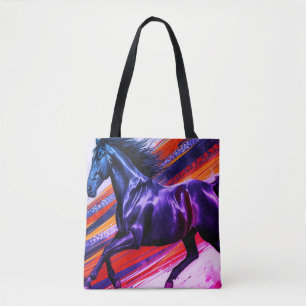 Image d'un étalon au galop sur un sac à provisions