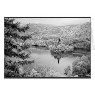 Image en noir et blanc du lac Bled, Slovénie