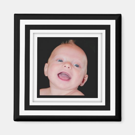 Image géométrique noire et blanche Magnet (Devant)