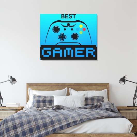 Image of Game Controller and Best Gamer Text Canvas Afdruk (Insitu (Slaapkamer))