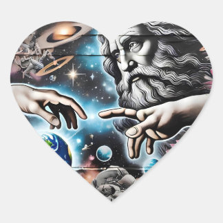 image of god creating the universe hart sticker