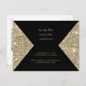 Image Pailletée Or & Faire-Part de Mariage Glamour (Devant / Derrière)