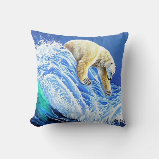 Image: Polar bear in the sea. Kussen (Voorkant)