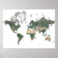 Image satellite Poster de la carte mondiale