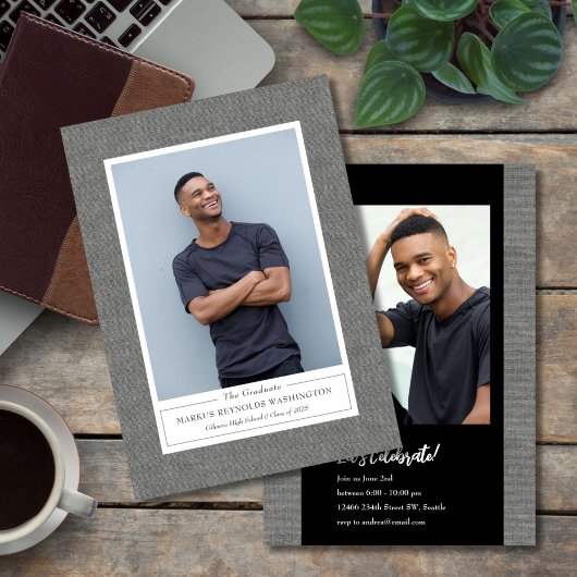 Image Tweed Photo Graduation Invitation