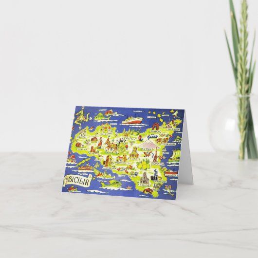 Images de la carte pliée bleue Sicile (Devant)