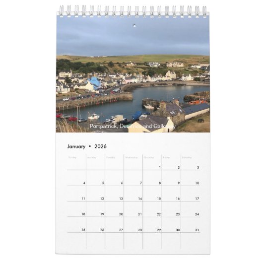 Images d'Ecosse sur un calendrier (Jan 2026)