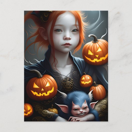 Imaginaire Art Young Demon et Pet Halloween Carte (Devant)