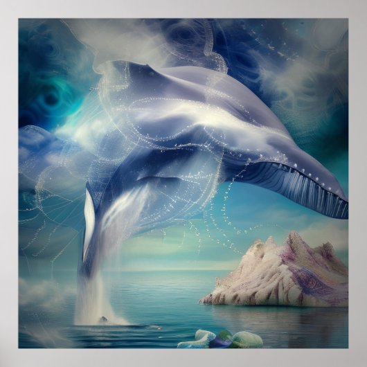 Imaginaire Baleine Abstraite Dans L'Océan Poster (Devant)