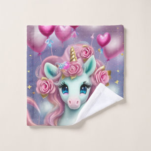 Imaginaire Bébé blanc licorne avec Coeurs roses