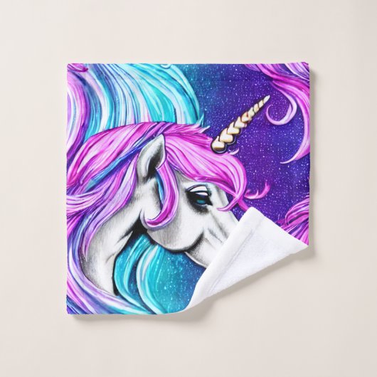 Imaginaire blanc Unicorn sans couture Motif (Gant de toilette)