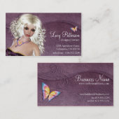 Imaginaire Blonde femme Carte de visite papillon (Devant / Derrière)